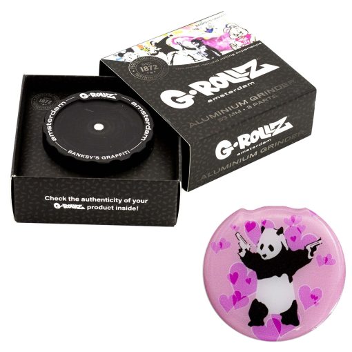 Grinder Alumínio 3 Partes Banksy’s Graffiti “Panda Gunnin” G-Rollz