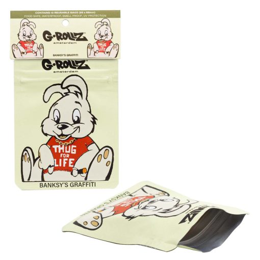 Saco Hermético "Thug for Life White" 65x85mm 10 unidades (G-ROLLZ)