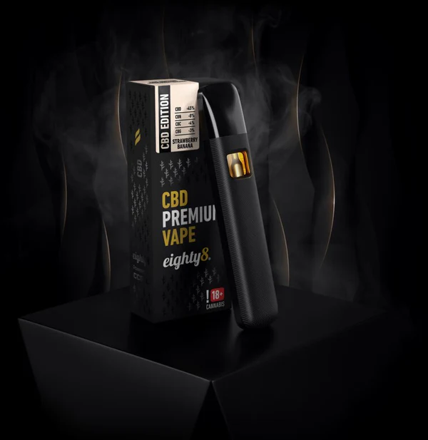 Vaporizador CBD 45% Eighty8 Morango e Banana - Terpenos Naturais 1ml