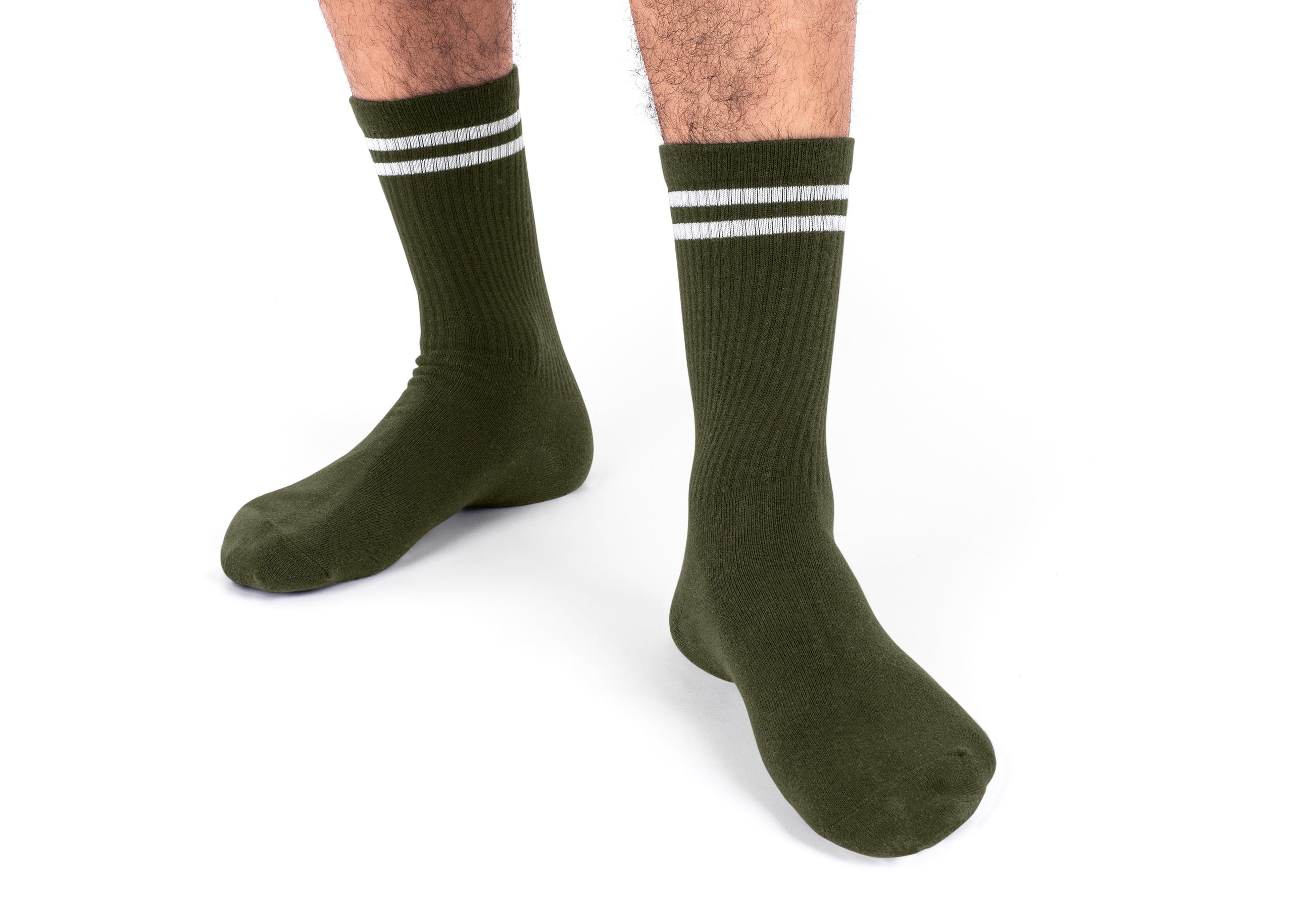 Striped Hemp Socks 7 Striped Hemp Socks in Dark Green