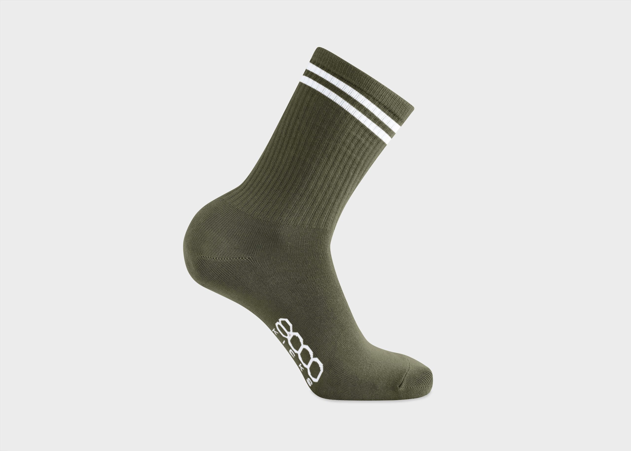Striped Hemp Socks in Dark Green