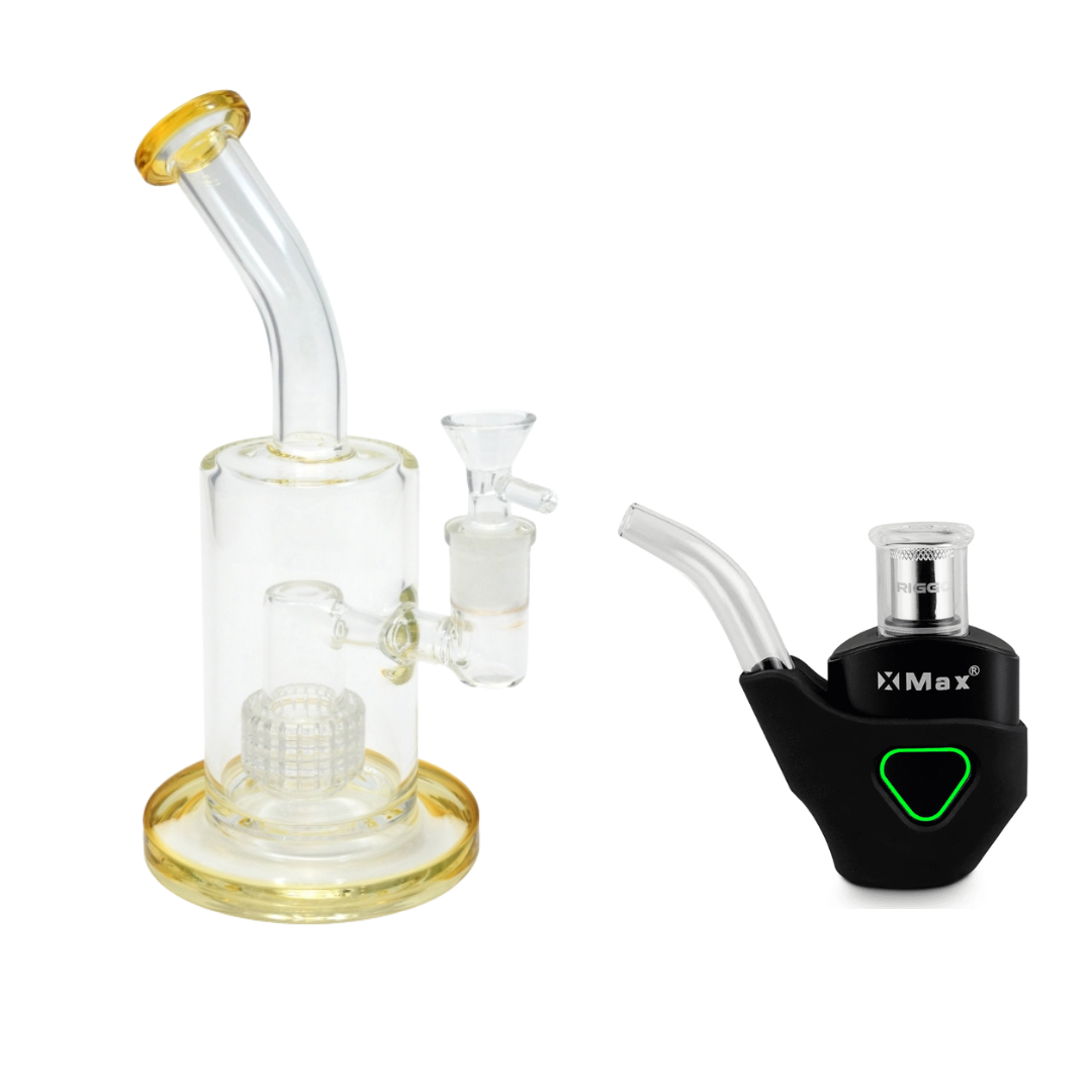 Kit XMAX Riggo Black + Bong de Cristal 22cm Bubbler Drum