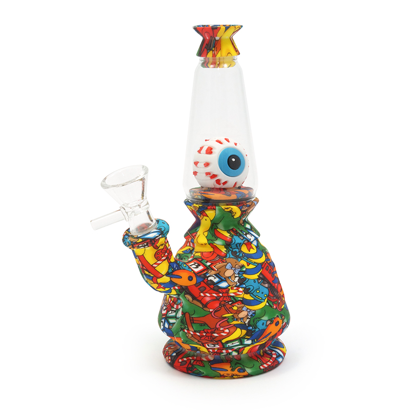 Bong de Silicone  e Vidro com Olho 18,8 cm
